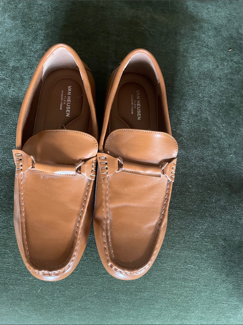 Van Heusen Tan Leather Slip-On Loafers